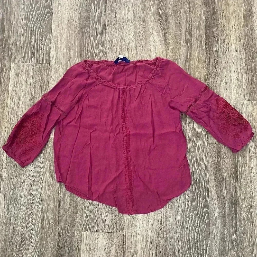 Womens Blue Rain Dark Red Blouse - S